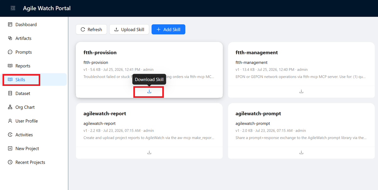 Download skill from AgileWatch